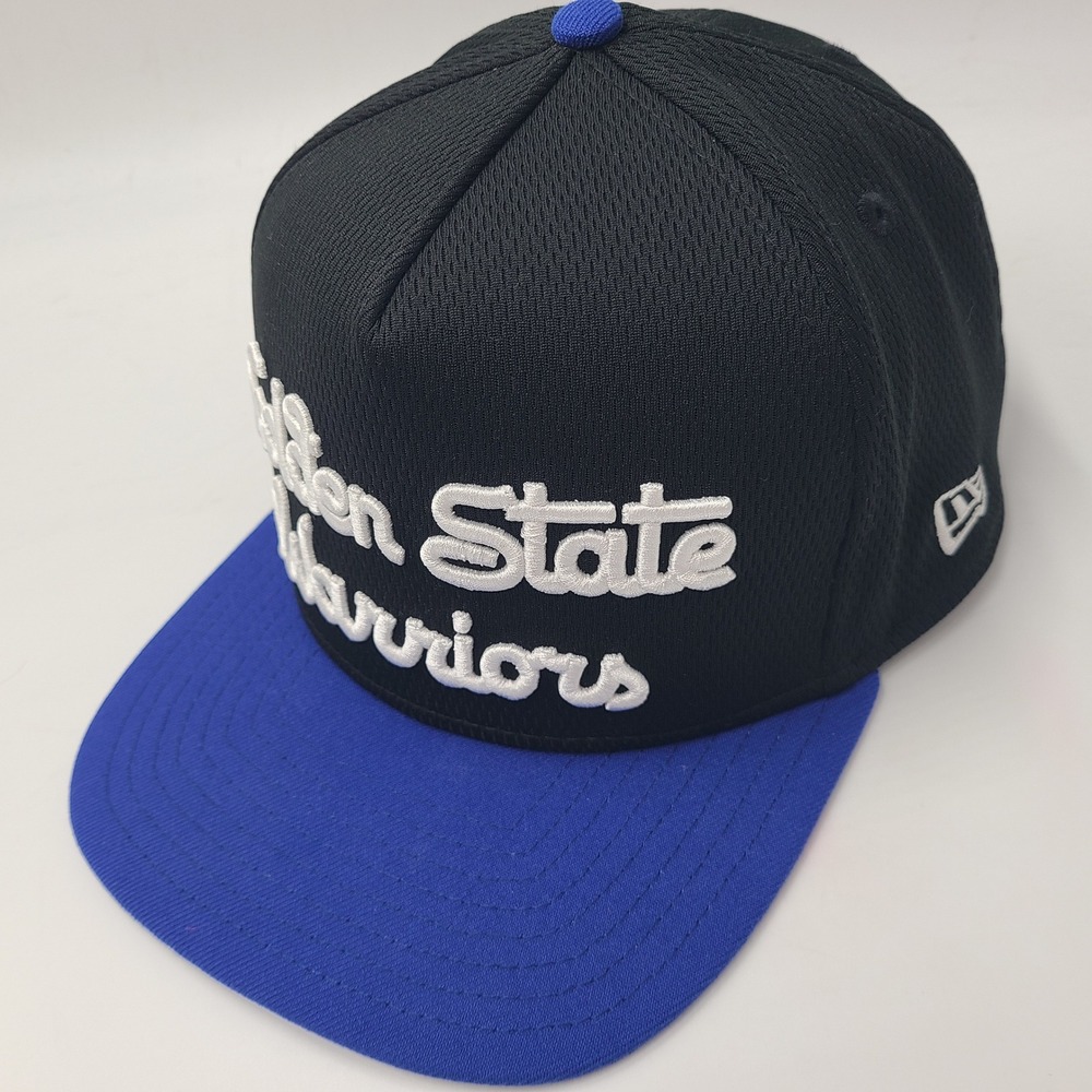Golden State Warriors Hat Fitted 7 5/8 New Era 59Fifty Black Blue NBA A-Frame